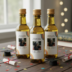Modern Retro Rainbow Graduation Wine Bottle Label