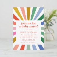 Modern Retro Rainbow Starburst Baby Shower Party