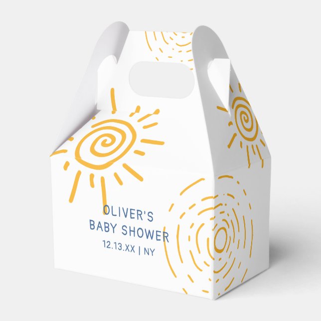 Modern Retro Ray Of Sunshine Baby Shower Favor Box (Front Side)