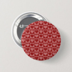 Modern Retro Red and Pink Minimalist Heart Pattern 2 Inch Round Button