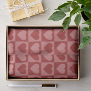 Modern Retro Red and Pink Minimalist Heart Pattern Tissue Paper