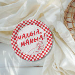 Modern Retro Red Italian Pizzeria Pizza Party Paper Plate<br><div class="desc">Mangia,  mangia! This design is fully customizable and the colours can be changed to whatever works best for you and your theme. In this version,  we've used a bold retro red and whimsical fun line art illustrations.</div>