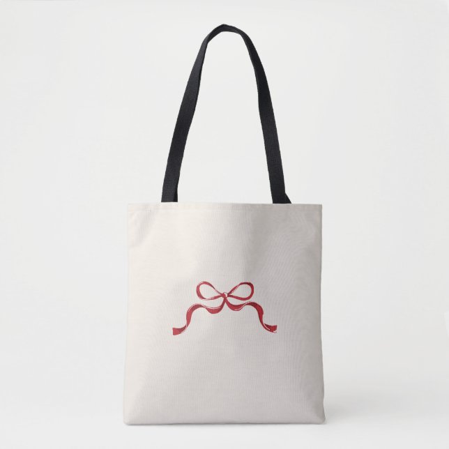 Modern retro Red Ribbon Bow Tote Bag (Front)