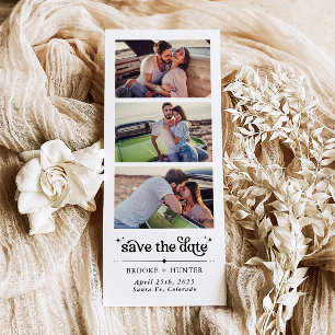 Modern Retro Save The Date   Photo Booth Strip Magnetic Invitation