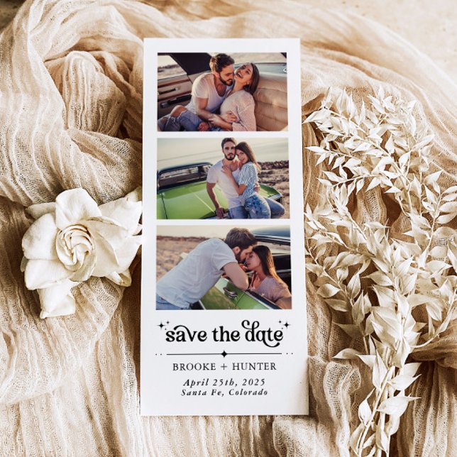 Modern Retro Save The Date | Photo Booth Strip Magnetic Invitation (Creator Uploaded)