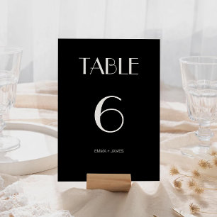 Modern Retro Solid Black Wedding Table Number