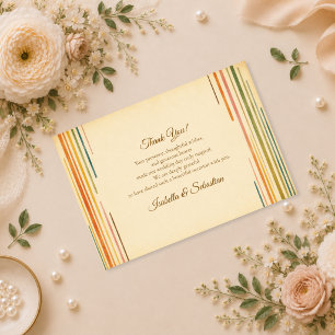 Modern Retro Stripe Wedding Thank You Card