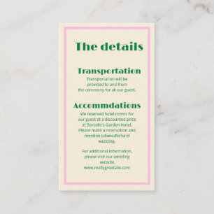 Modern Retro Striped Wedding Information Business Card