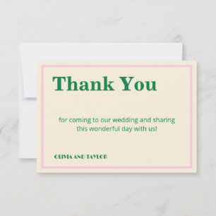 Modern Retro Striped  Wedding Information  Thank You Card