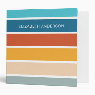 Modern Retro Sunset Stripes Personalized Binder