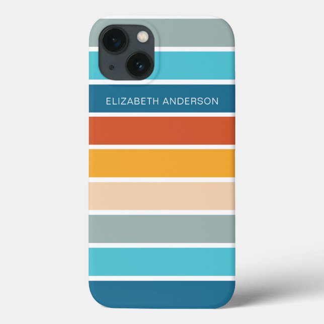Modern Retro Sunset Stripes Personalized  Case-Mate iPhone Case (Back)