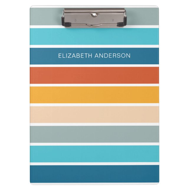 Modern Retro Sunset Stripes Personalized  Clipboard (Front)