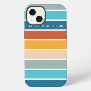 Modern Retro Sunset Stripes Personalized iPhone 13 Case