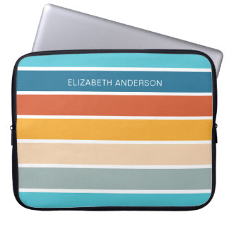 Modern Retro Sunset Stripes Personalized Laptop Sleeve