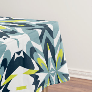 Modern Retro Teal and Yellow Abstract Tablecloth