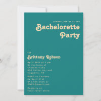 Modern Retro | Teal Bachelorette Party Invitation