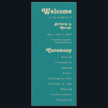 Modern Retro | Teal Cream Wedding Program<br><div class="desc">This modern retro | teal wedding program is perfect for your simple vintage, colourful tropical boho summer wedding. Its unique bohemian mid-century font gives this design a classic minimalist groovy hippie vibe. If you're looking for a design that features bright, bold colours for your creative 70's beach wedding, then this...</div>