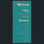Modern Retro | Teal Cream Wedding Program<br><div class="desc">This modern retro | teal wedding program is perfect for your simple vintage, colourful tropical boho summer wedding. Its unique bohemian mid-century font gives this design a classic minimalist groovy hippie vibe. If you're looking for a design that features bright, bold colours for your creative 70's beach wedding, then this...</div>