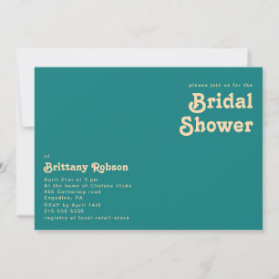 Modern Retro Teal Horizontal Bridal Shower Invitation