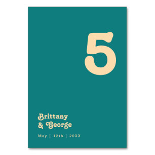 Modern Retro Teal Table Number