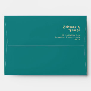 Modern Retro   Teal Wedding Invitation Envelope