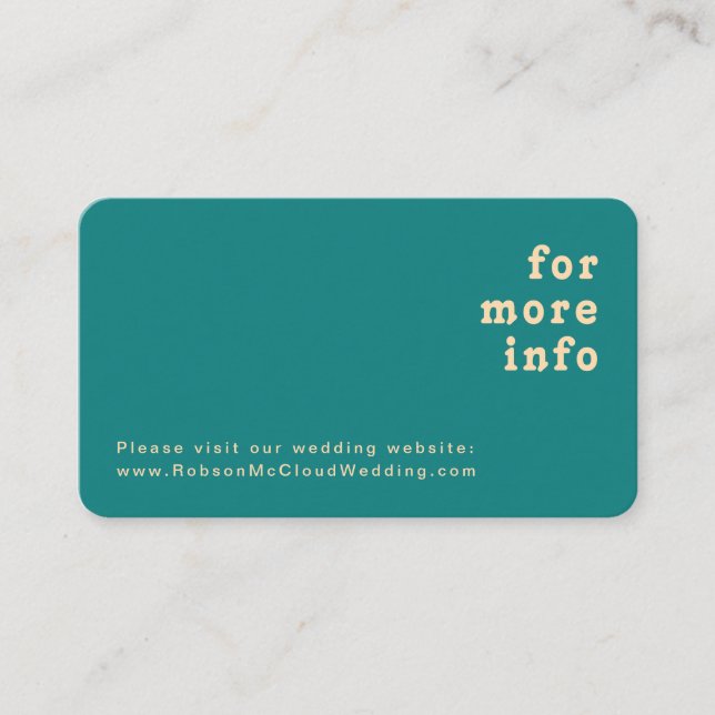 Modern Retro | Teal Wedding Website Rounded Edges Enclosure Card (Front)