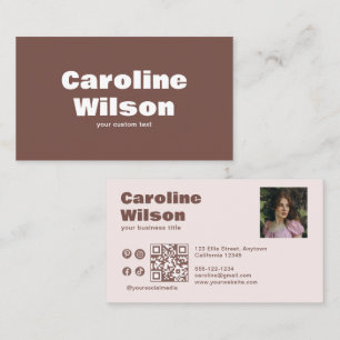 Modern Retro Terracotta Professional Photo QR Code Business Card