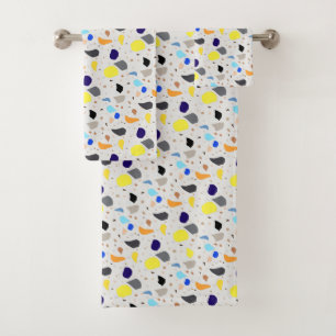 Modern Retro Terrazzo Colourful Pattern Bath Towel Set