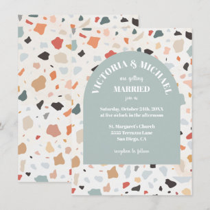 Modern Retro Terrazzo Wedding Arch Invitation