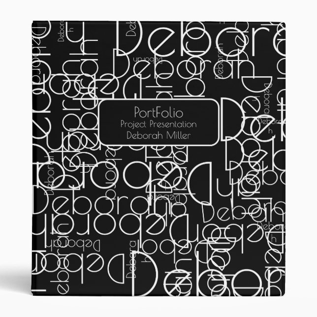 Modern Retro Typography Black Project Presentation Binder (Front)