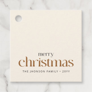 Modern Retro Typography Merry Christmas Favour Tags