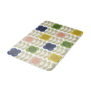 Modern Retro Vintage, Charm Summer Flower Stem Bath Mat