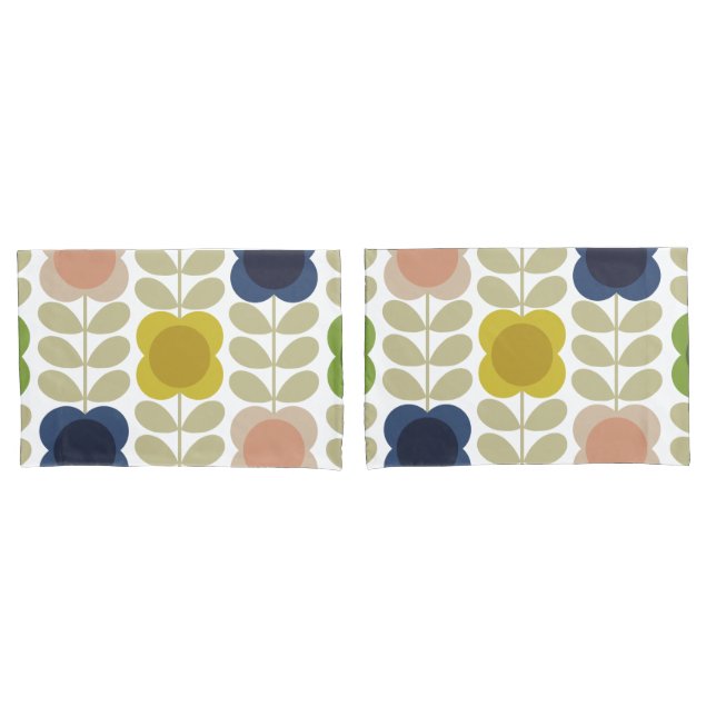 Modern Retro Vintage, Charm Summer Flower Stem Pillowcase (Front-Set)