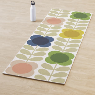 Modern Retro Vintage, Charm Summer Flower Stem Yoga Mat