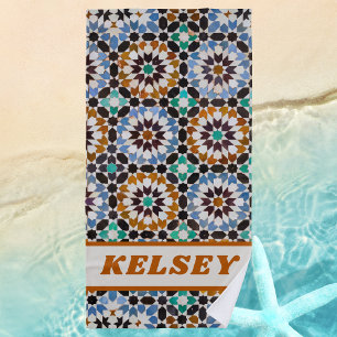 Modern Retro Vintage Cool Hippie Beach Towel