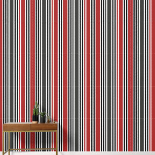 Modern Retro Vintage Red Black Grey Stripes  Wallpaper