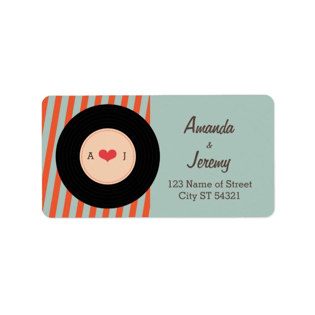 Modern Retro Vinyl Record Orange / Sky Blue Label (Front)