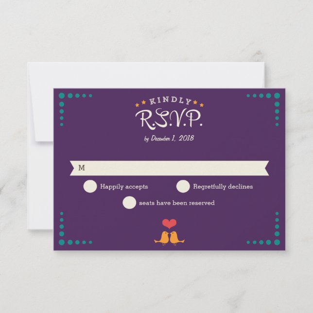 Modern Retro Vinyl Record Purple Aqua RSVP (Front)