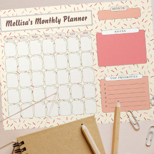 Modern Retro Warm Orange Sprinkles Candy Monthly Notepad