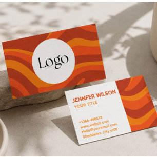 Modern Retro Wave Business Card   Bold Orange 