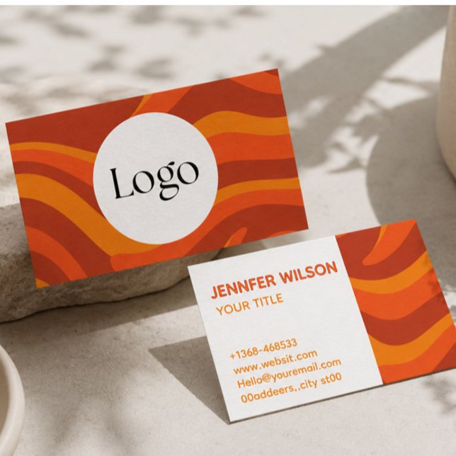 Modern Retro Wave Business Card | Bold Orange  (Creator Uploaded)