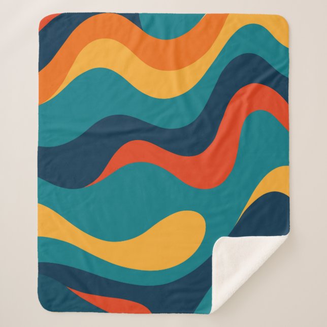 Modern Retro Wavy Abstract Pattern  Sherpa Blanket (Front)