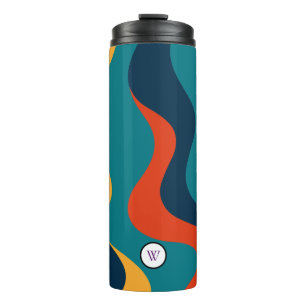 Modern Retro Wavy Abstract Pattern  Thermal Tumbler