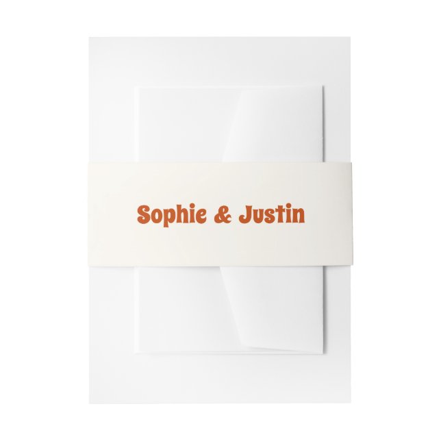 Modern Retro Wedding Invitation Belly Band (Front Example)