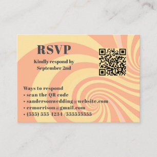 Modern Retro Wedding RSVP Online QR Code Photo  Enclosure Card
