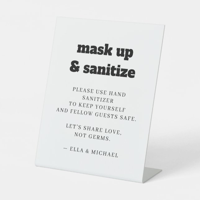 Modern Retro Wedding Sanitizer Sign (Front)