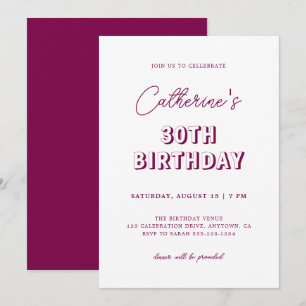 Modern Retro Wine 30th Birthday Party Invitation