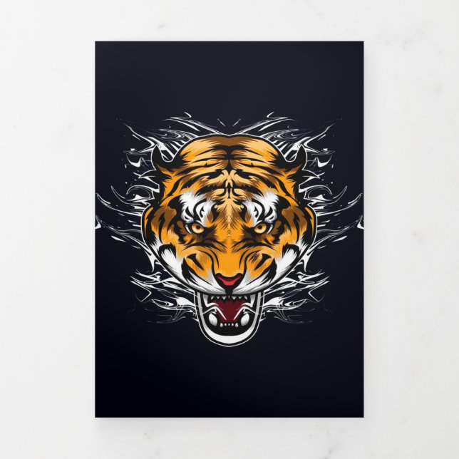 Modern Retro Wolf Artwork | For Mom Dad Tri-Fold Announcement (Cover)