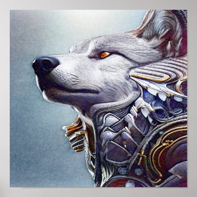 Modern, Retro Wolf Head     Poster (Front)