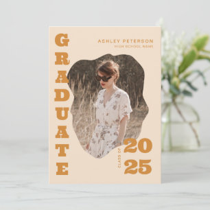 Modern Retro Yellow Typography 2 Photo Graduation Invitation